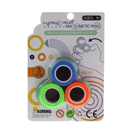 Jucărie antistres cu inele magnetice – set 3 piese multicolore, fidget ideal pentru relaxare