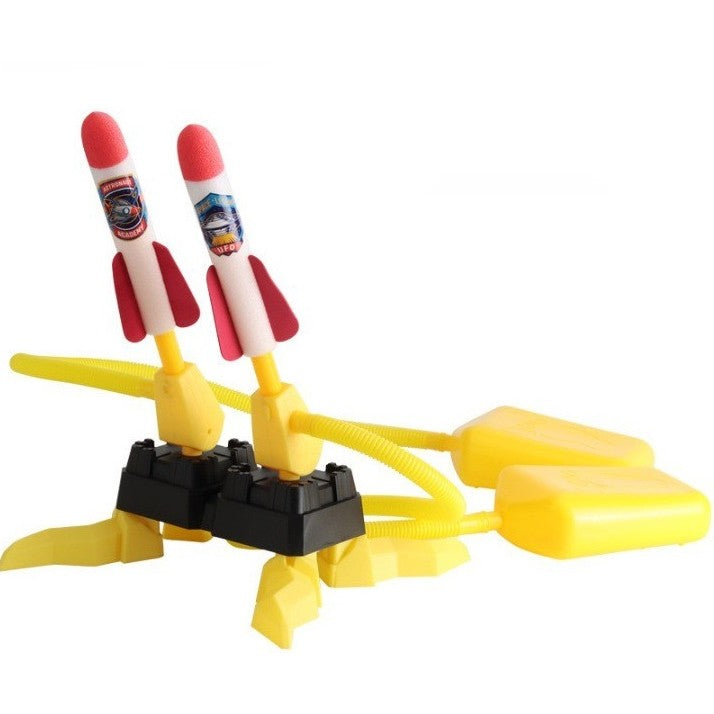 Lansator rachete cu picior pentru copii – 2 lansatoare, 6 rachete cu lumini