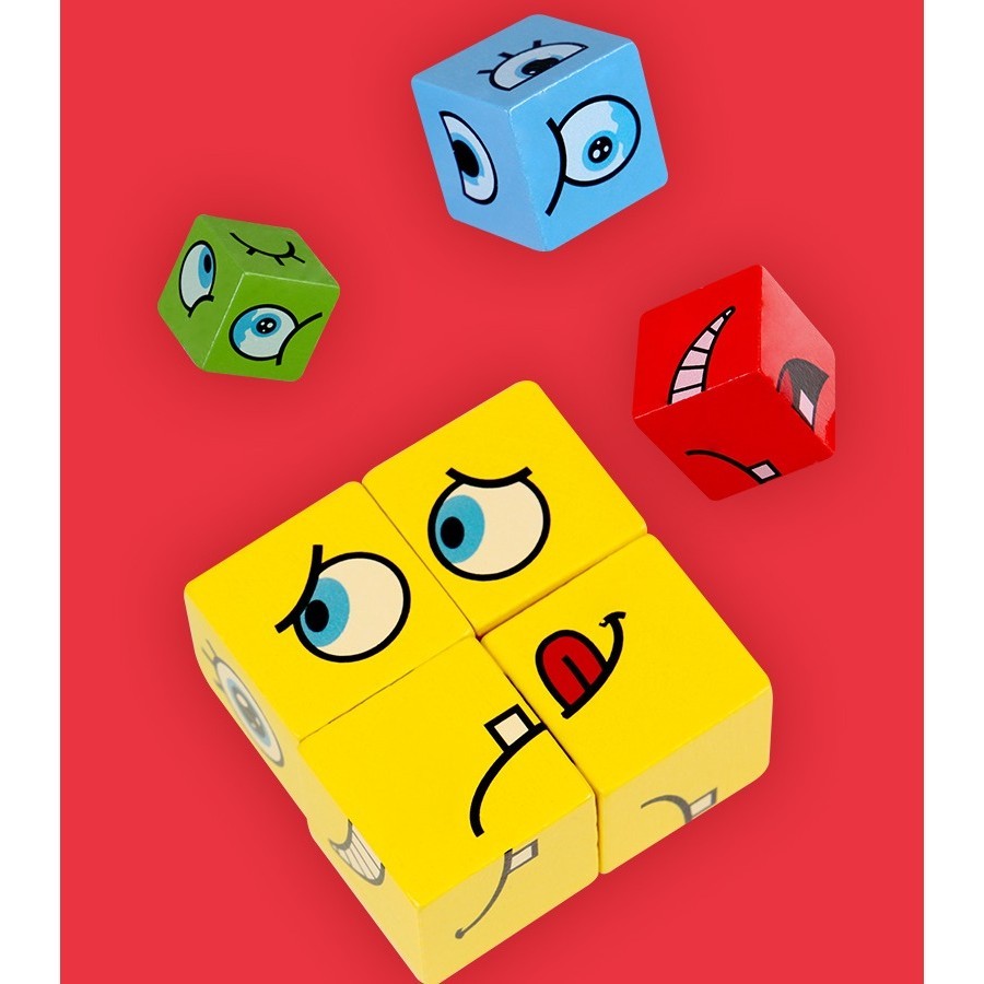 Cub educativ din lemn cu 64 de carduri – jucărie Montessori portabilă