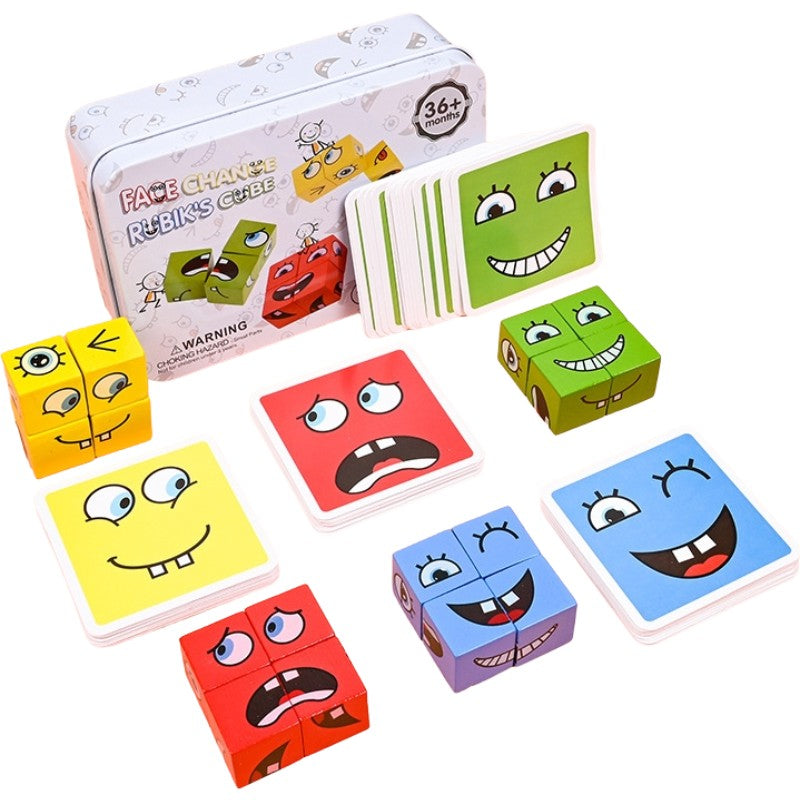 Cub educativ din lemn cu 64 de carduri – jucărie Montessori portabilă