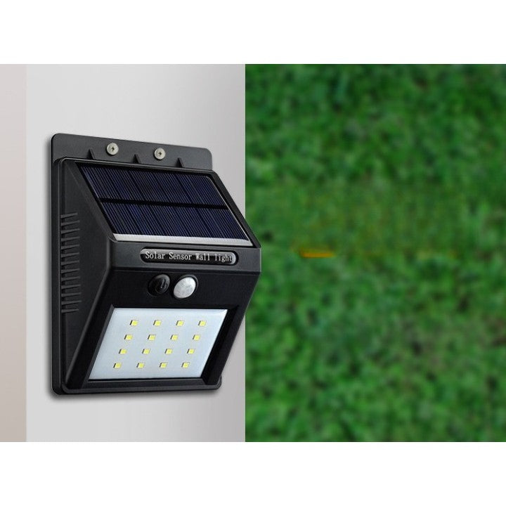 Lampă solară 20 LED cu senzor de mișcare – montaj perete, fără cabluri