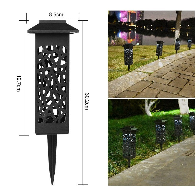 Lampă solară LED tip felinar pentru grădină, iluminare alb rece 30 cm