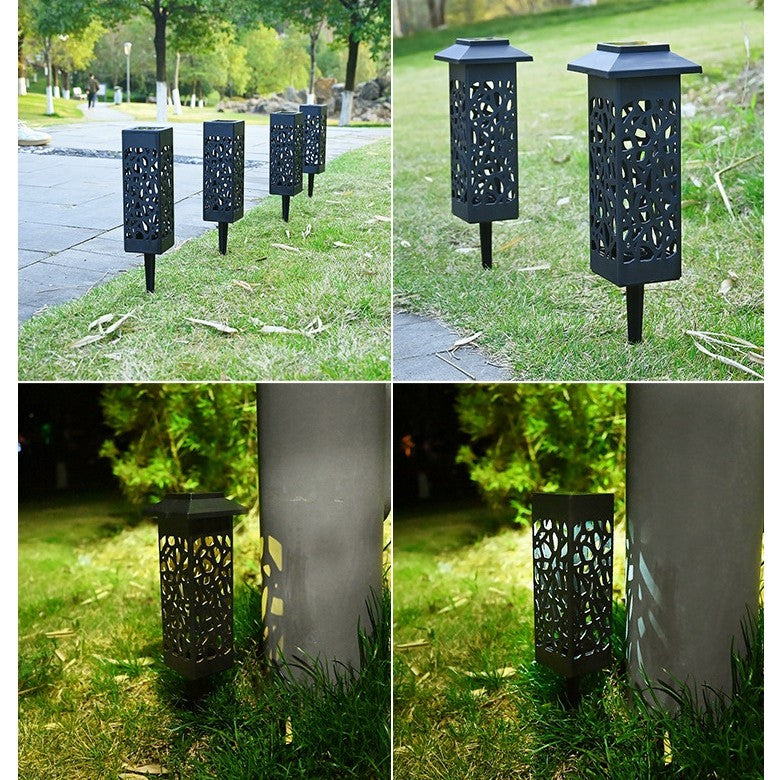 Lampă solară LED tip felinar pentru grădină, iluminare alb rece 30 cm