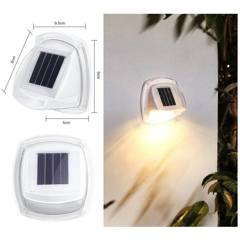 Lampa solară LED de perete, 8 LED-uri alb cald, impermeabilă, cu senzor
