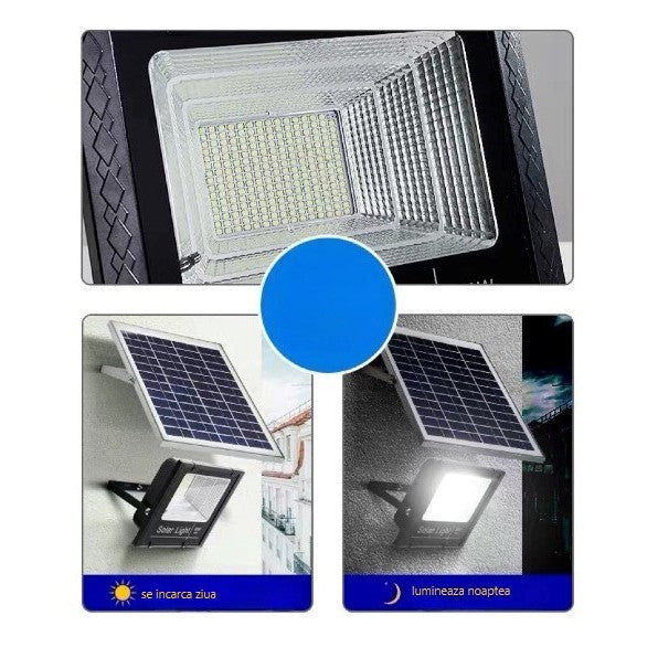 Lampă Solară Stradală 220 LED 100W cu Panou Solar și Braț de Montare – Iluminare Eficientă Exterior