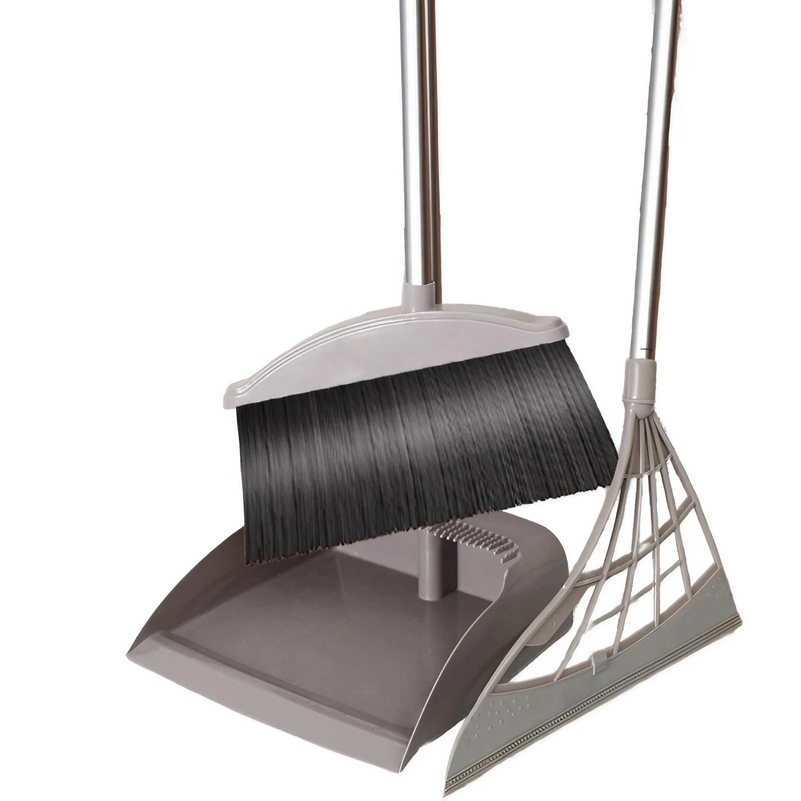 Set mături și făraș silicon cu coadă – uz casnic, 90×100 cm, gri durabil