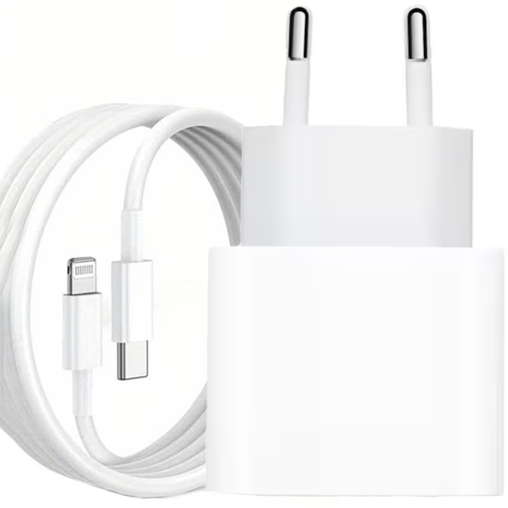 Set Incarcator USB-C 20W Fast Charger si cablu USB-C Lightning