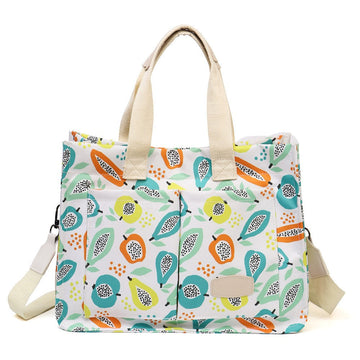 Geantă multifunctională de mână/umăr, imprimeu fructe, 33,5×25×14,5 cm, textil multicolor