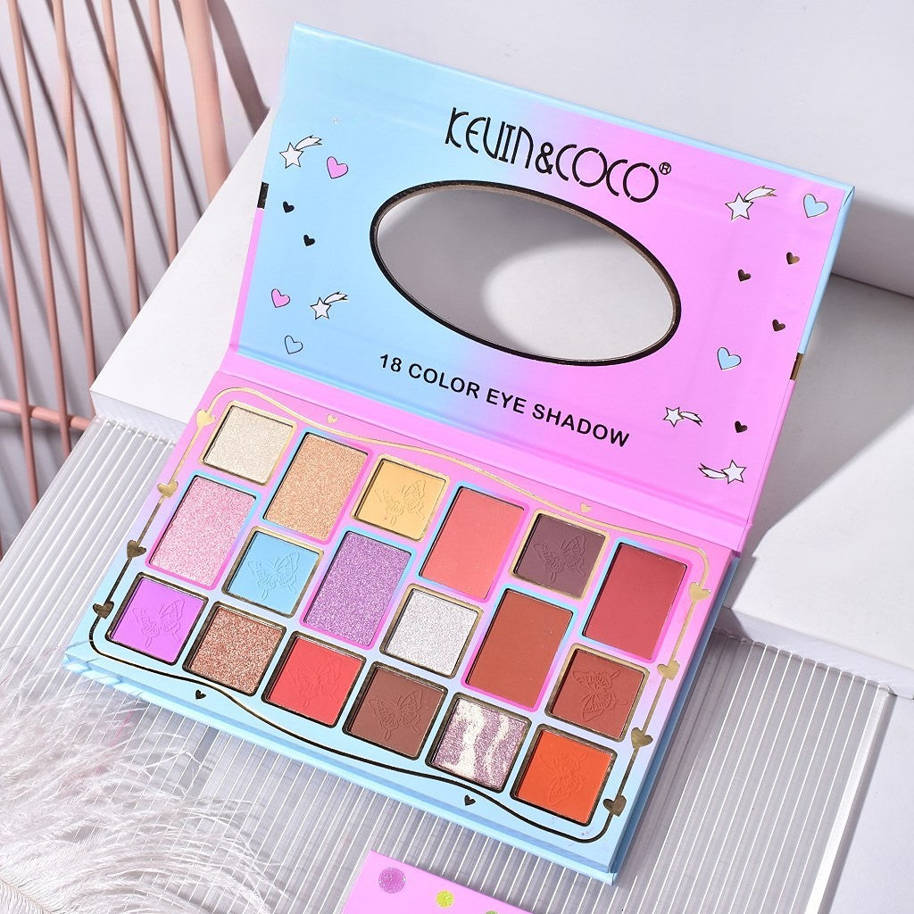 Paletă fard pleoape 18 nuanțe Pink & Blue – compactă și colorată