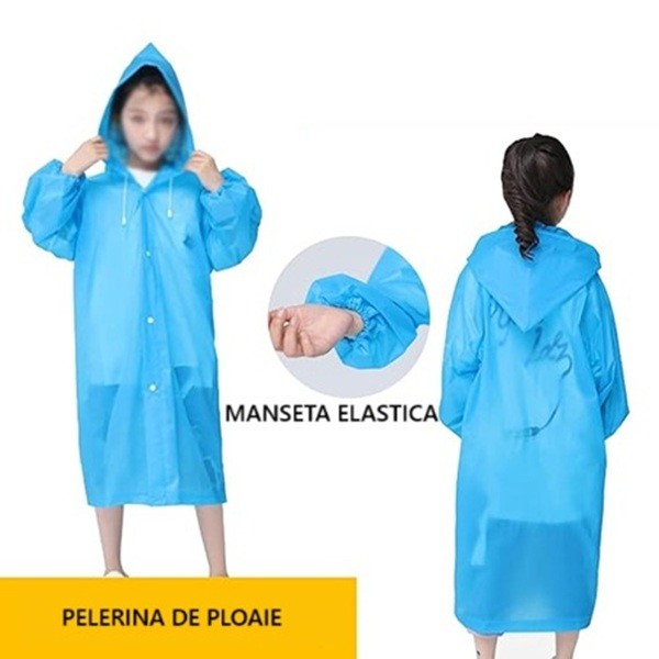 Pelerină de ploaie copii EVA 100–145 cm, galben – impermeabilă cu capse