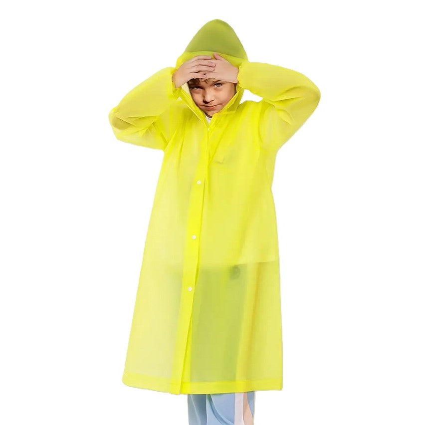 Pelerină de ploaie copii EVA 100–145 cm, galben – impermeabilă cu capse