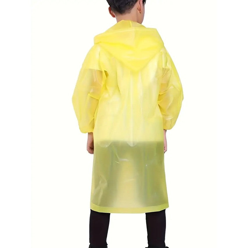 Pelerină de ploaie copii EVA 100–145 cm, galben – impermeabilă cu capse