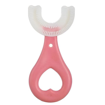 Periuță de Dinți în Formă de U pentru Copii 2–6 Ani – Peri Moi, Roz, Model Inimă