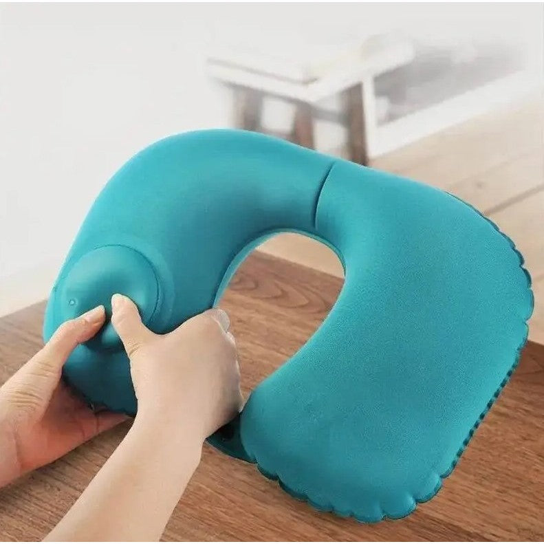 Pernă de gât gonflabilă în formă de U – portabilă, catifelată, ideală pentru călătorii