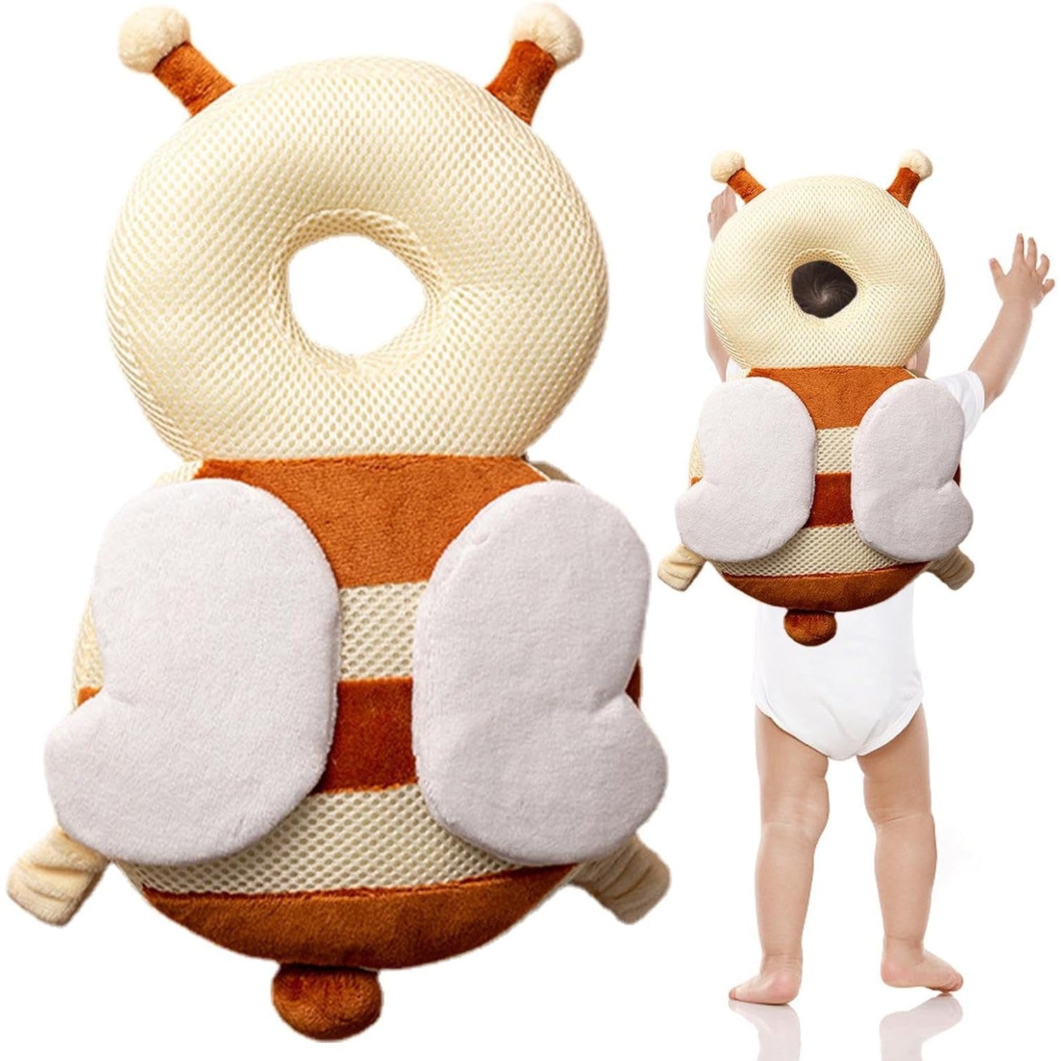 Perna rucsac pentru protecția capului bebeluși, tetieră tip albină, design plasa - MODEL 11