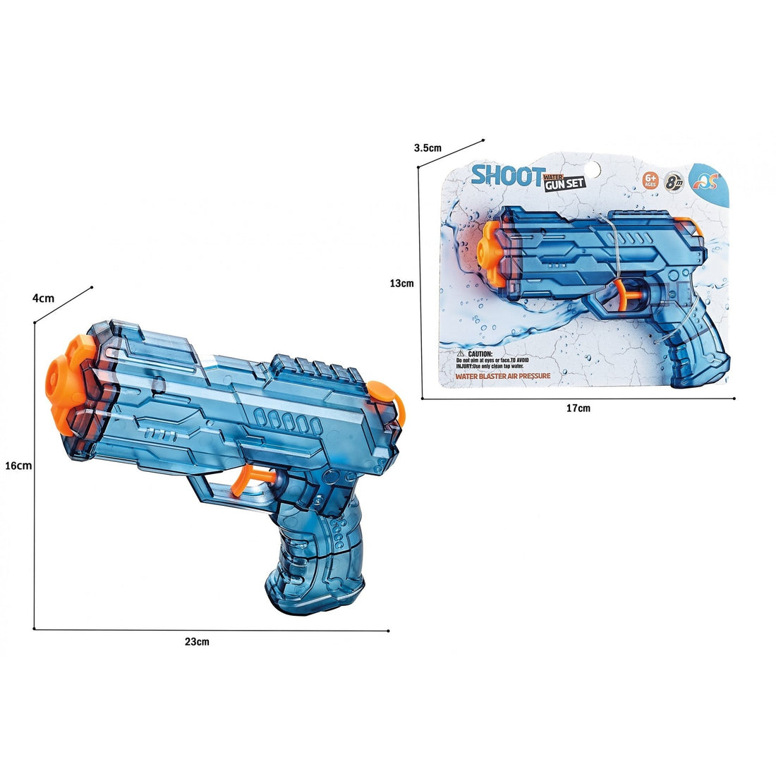 Pistol cu apă pentru copii, 250 ml – jucărie din plastic, albastru, acționare manuală
