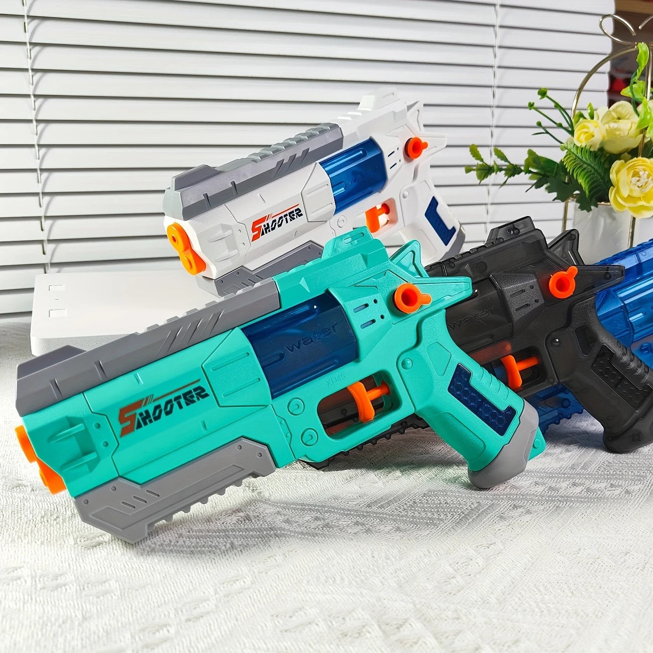 Pistol cu apă pentru copii – jucărie manuală sigură, design modern, 23 cm, verde