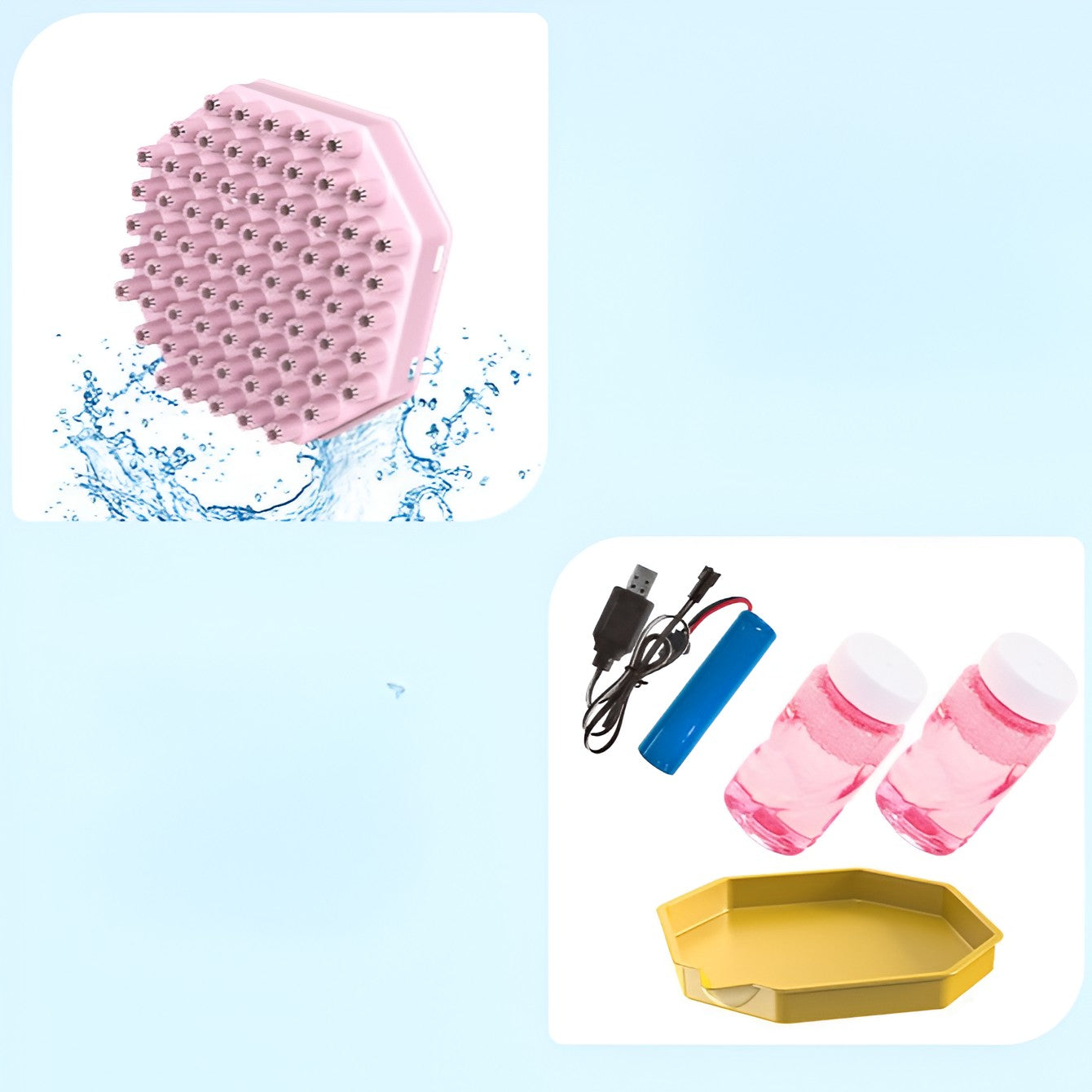 Pistol de bule de săpun cu 69 găuri și lumini colorate – 24 cm, roz