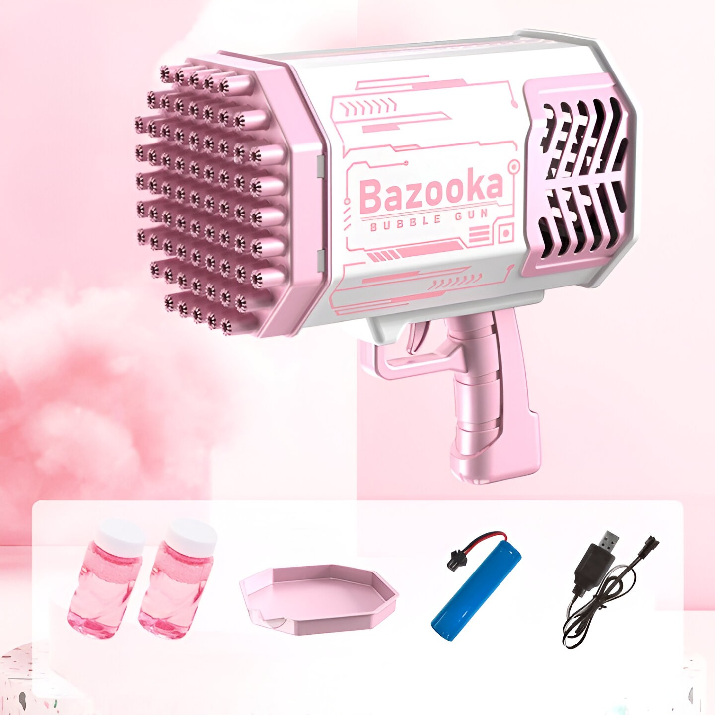 Pistol Baloane Săpun 69 Orificii cu Lumini