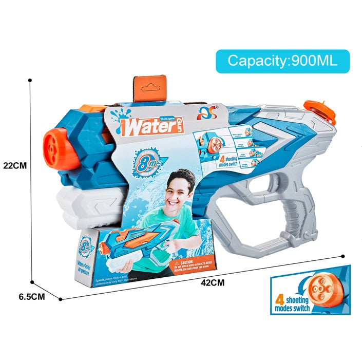 Pistol cu apă pentru copii cu rezervor 900 ml și 4 duze – jucărie ideală pentru piscină și plajă