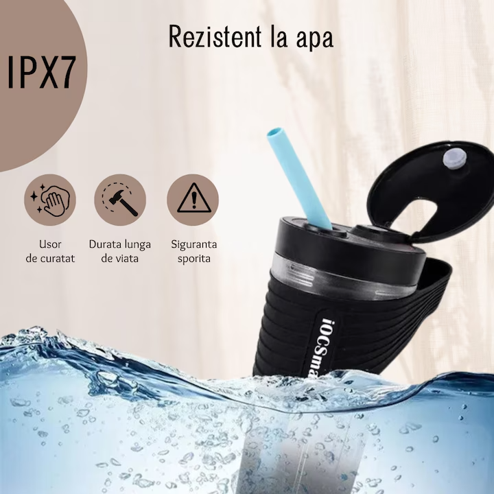 Blender Portabil Mini, 20.000 rpm, Baterie 4000 mAh, Multifunctional, Negru