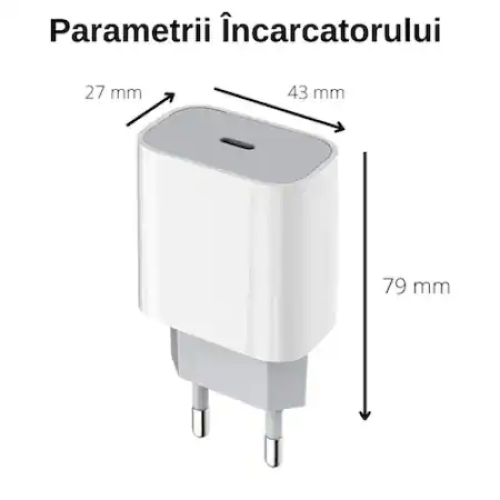 Set Incarcator Universal Fast Charge 20W si Cablu de Date Fast Charge 1M Type-C - Type-C, compatibil cu Samsung, Huawei si alte dispozitive cu intrarea Type C, Alb