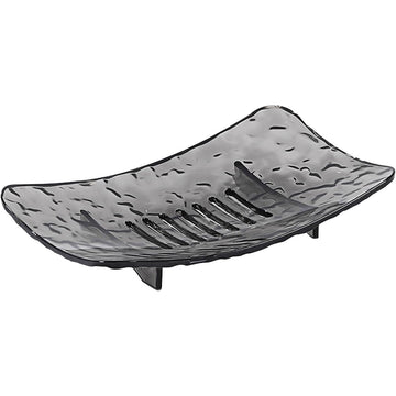 Savonieră plastic gri cu scurgere – design modern 15×9 cm