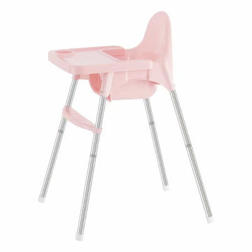 Scaun telescopic de masă pentru bebeluși și copii, cu suport pentru picioare și centură de siguranță reglabilă – ideal pentru vârsta 6-32 luni, roz