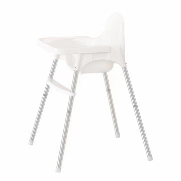 Scaun de Masă Telescopic pentru Bebeluși 6–32 Luni – Reglabil cu Centură și Suport Picioare, Alb