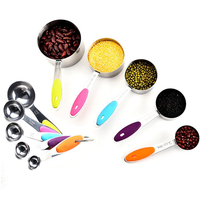 Set 10 piese măsurare bucătărie – linguri și căni gradate inox și silicon