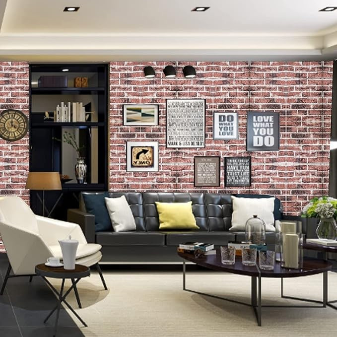 Set 10 plăci tapet 3D cărămidă roșie – autoadeziv, 35×38 cm, 3 mm, 1,33 m²