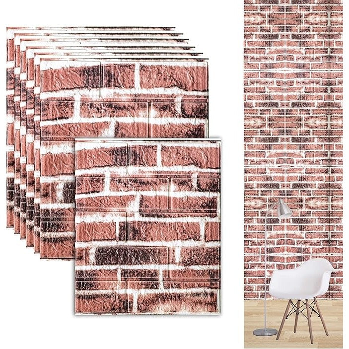 Set 10 plăci tapet 3D cărămidă roșie – autoadeziv, 35×38 cm, 3 mm, 1,33 m²