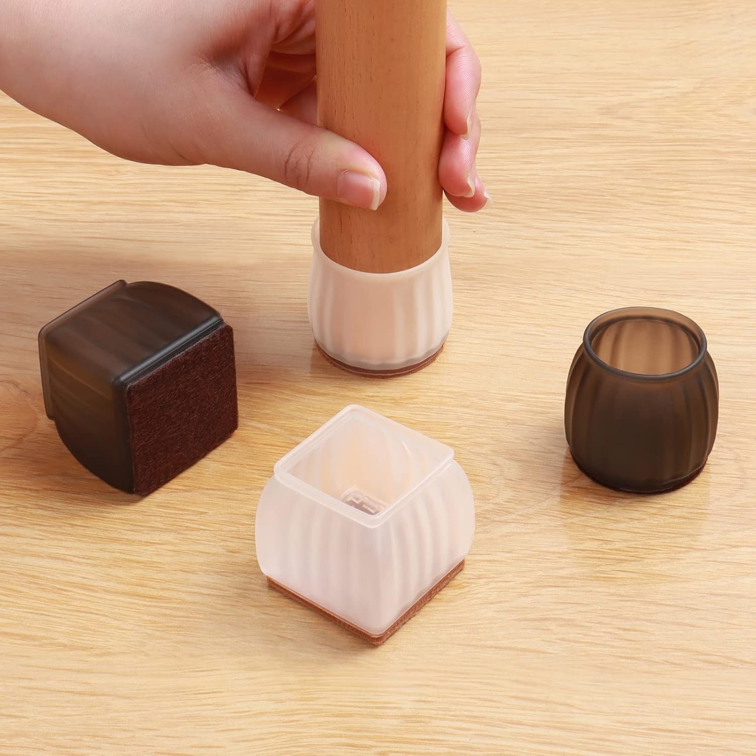 Set 16 protecții universale silicon transparente pentru picioare scaun și podea