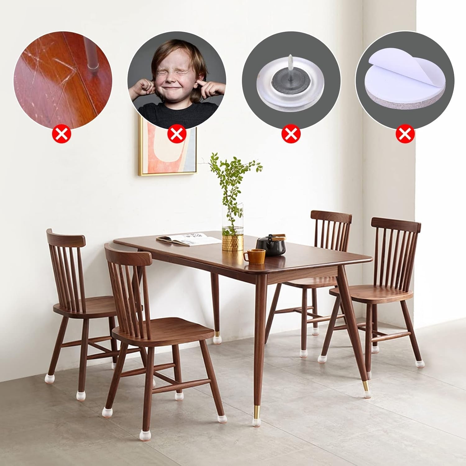 Set 16 protecții universale silicon transparente pentru picioare scaun și podea