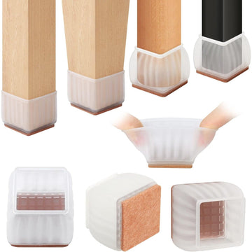 Set 16 protecții universale silicon transparente pentru picioare scaun și podea