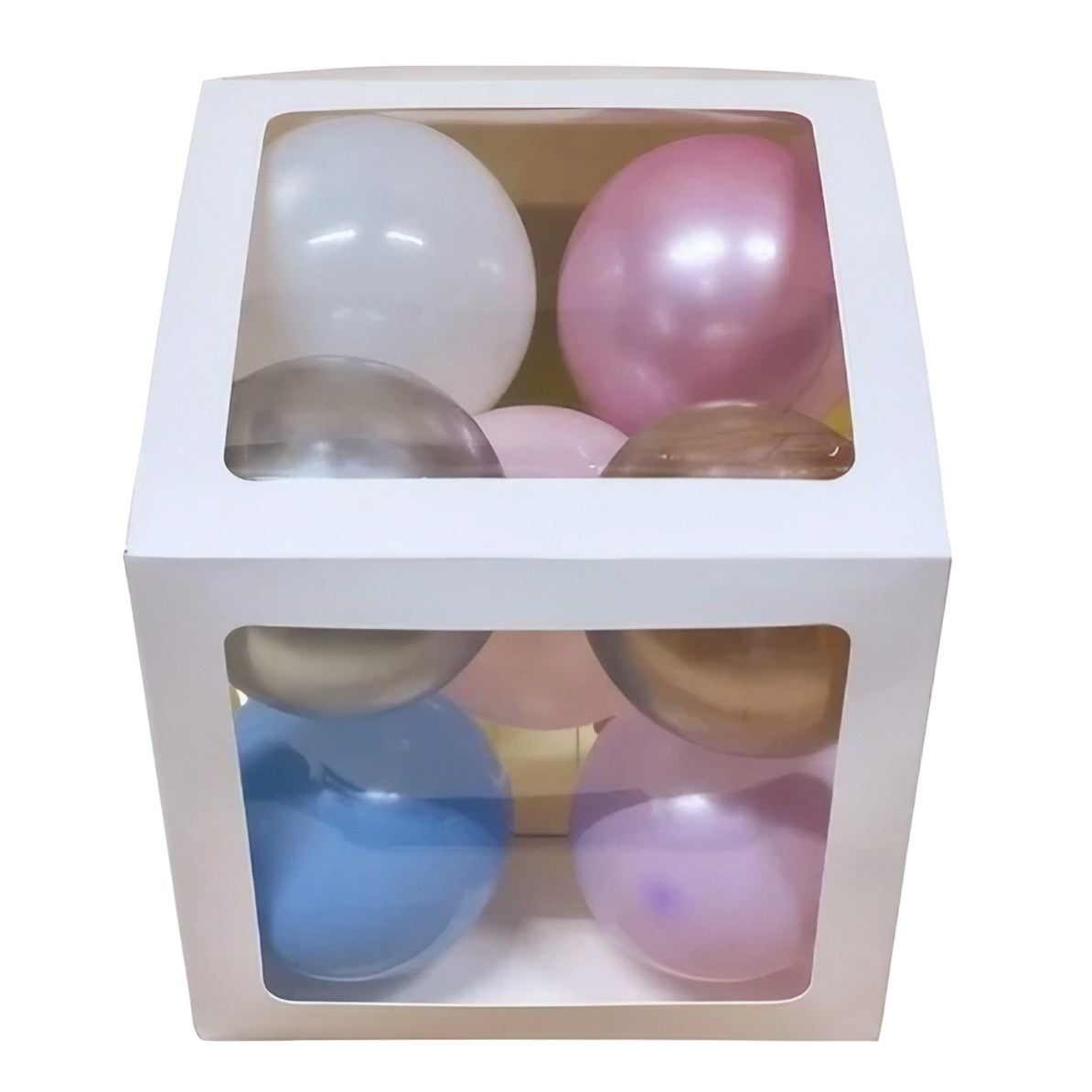 Set 4 cutii transparente pentru baloane – decor aniversar 30x30 cm