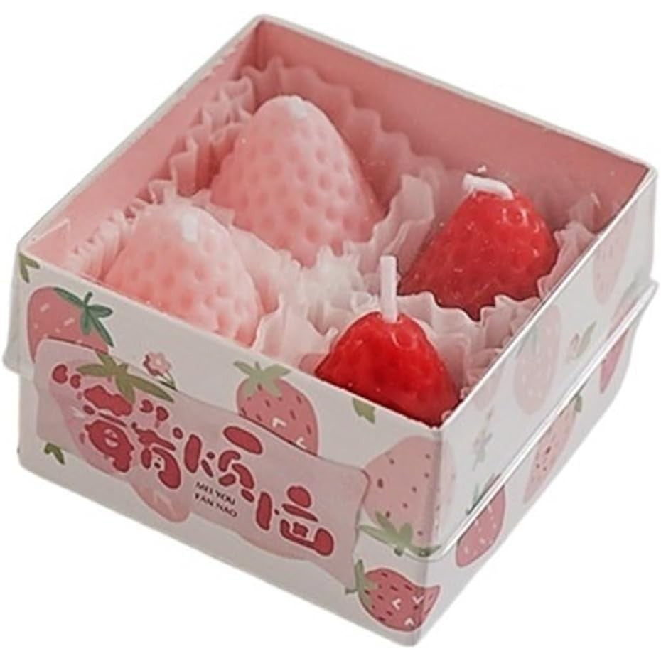 Set 4 Lumânări Parfumate Capsuni – Aromă Plăcută și Ardere 30 Min