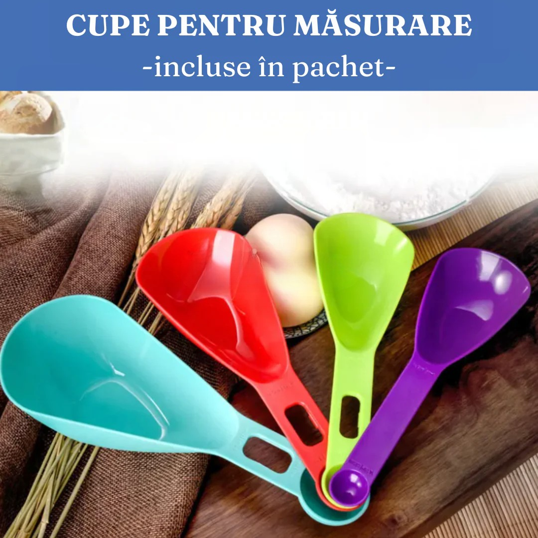 Set 7 Recipiente Organizare Alimente cu Inchidere Etansa si Etichete Reutilizabile – 4 Dimensiuni, Plastic Transparent Dur