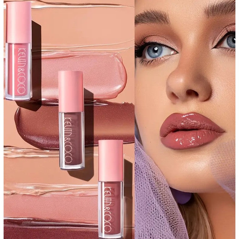 Set 8 lip gloss nude și rose – luciu buze intens și natural