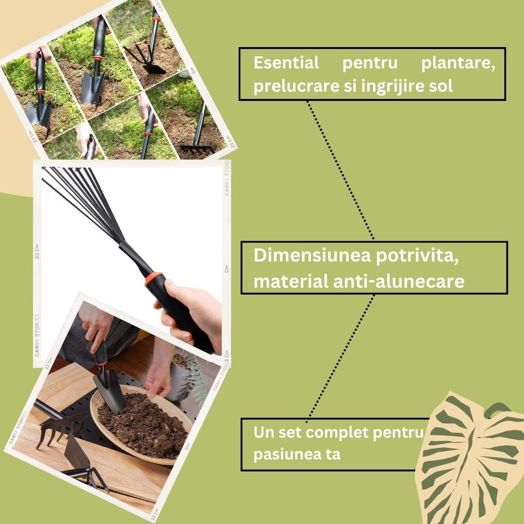 Set 9 unelte de grădină pentru plantare și întreținere – accesorii esențiale pentru grădinari