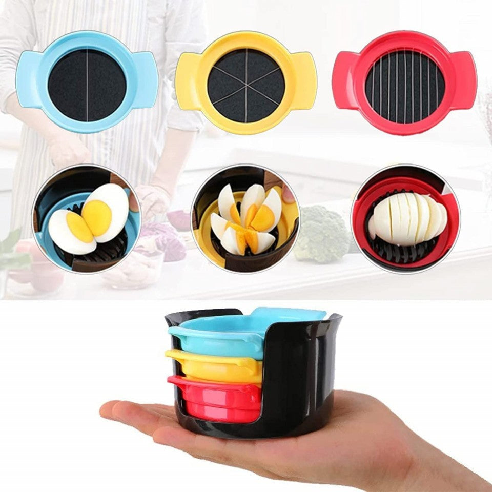 Set feliator 3‑în‑1 pentru ouă & fructe – oțel inoxidabil, plastic, multicolor, 9×10,5×5,5 cm