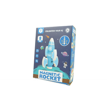 Set 8 blocuri magnetice pentru copii, rachetă + cutie depozitare – STEM creativ