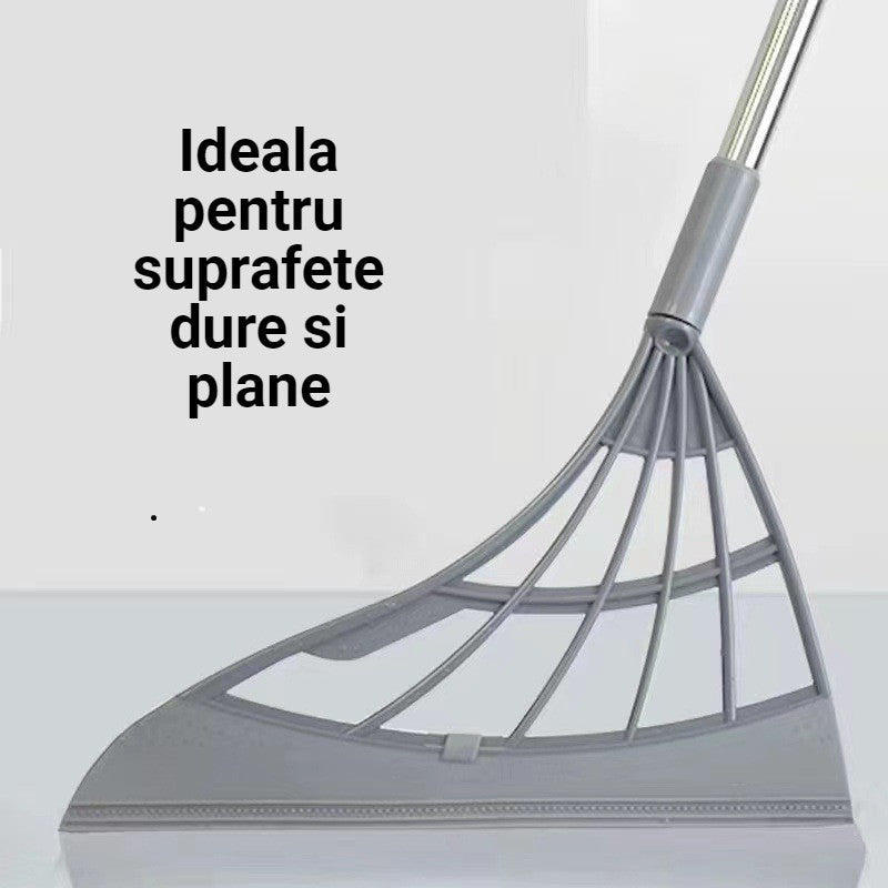 Set mături și făraș silicon cu coadă – uz casnic, 90×100 cm, gri durabil