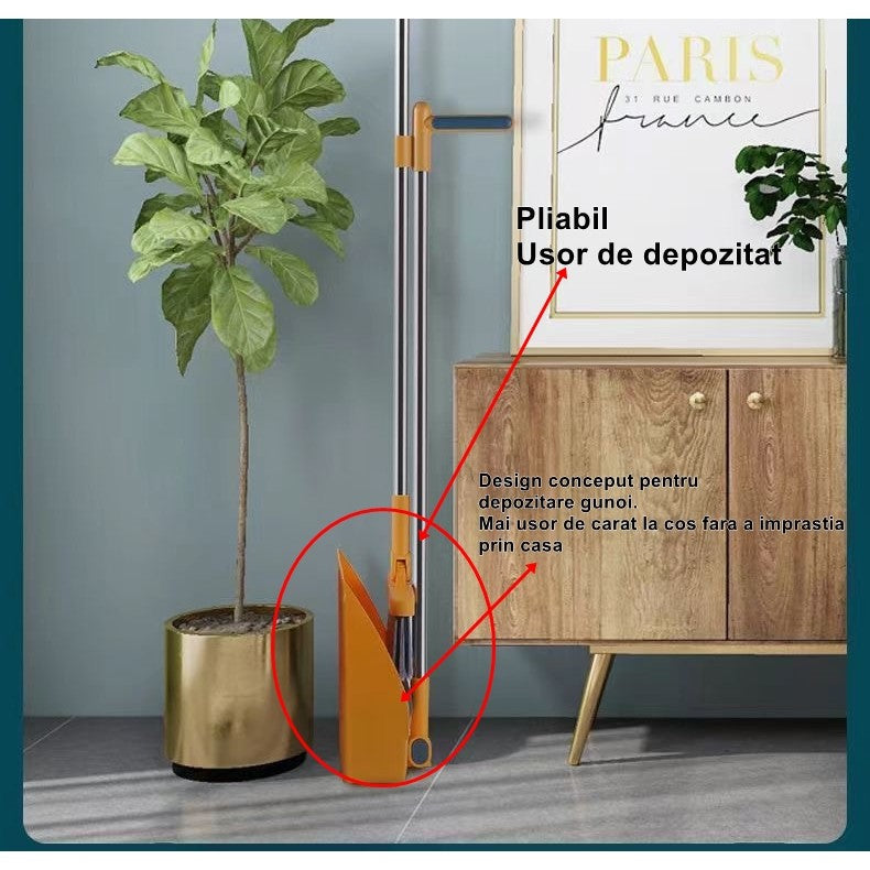 Set mătură și făraș cu coadă detașabilă și dinți de pieptene, ideal pentru curățenie eficientă