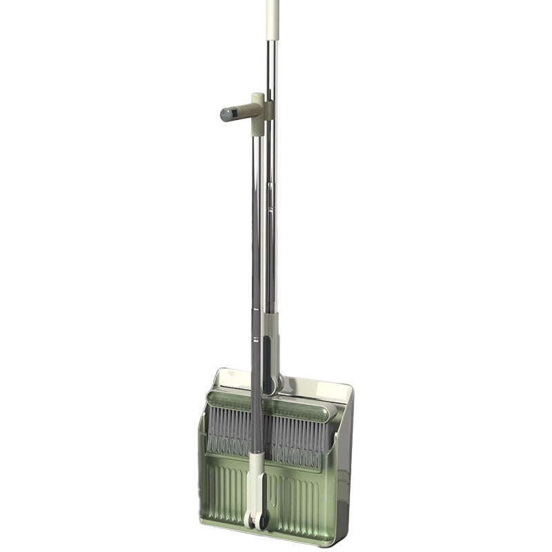 Set mături + făraș cu coadă 99 cm și dinți pieptene – inox & PP, verde