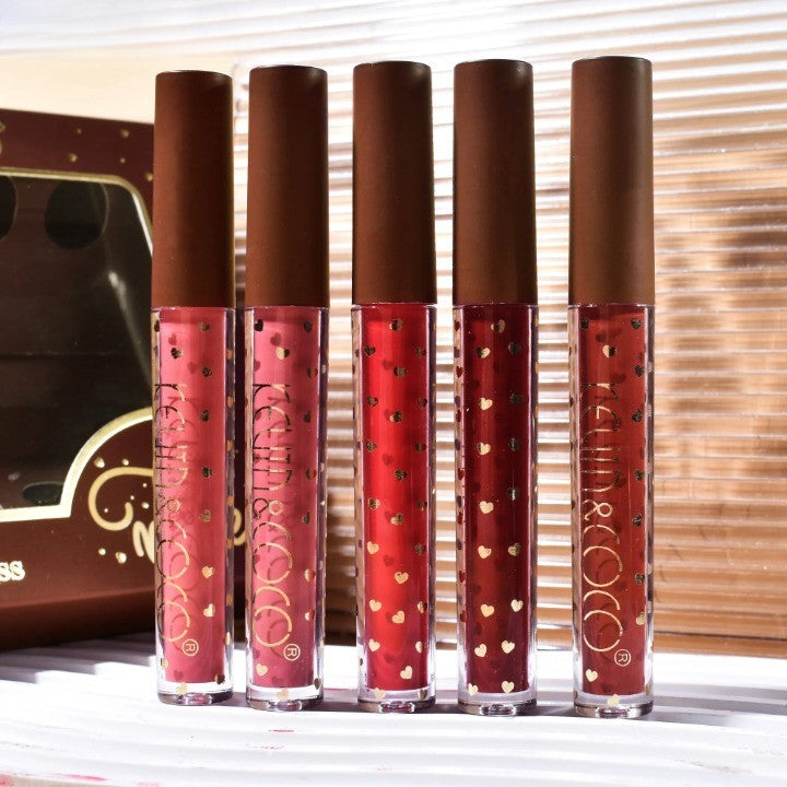 Set rujuri de buze 5 culori – luciu rezistent, satin lucios, Be Mine