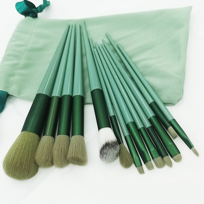 Set 13 pensule machiaj verde – profesional & ergonomic, pentru începători și experți