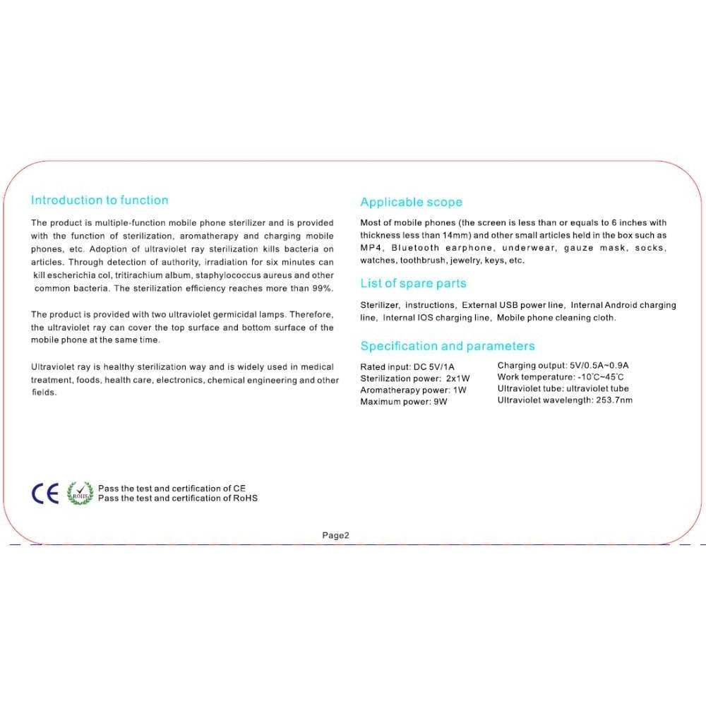 Sterilizator UV alb pentru telefoane cu funcție difuzor aromaterapie și încărcare USB