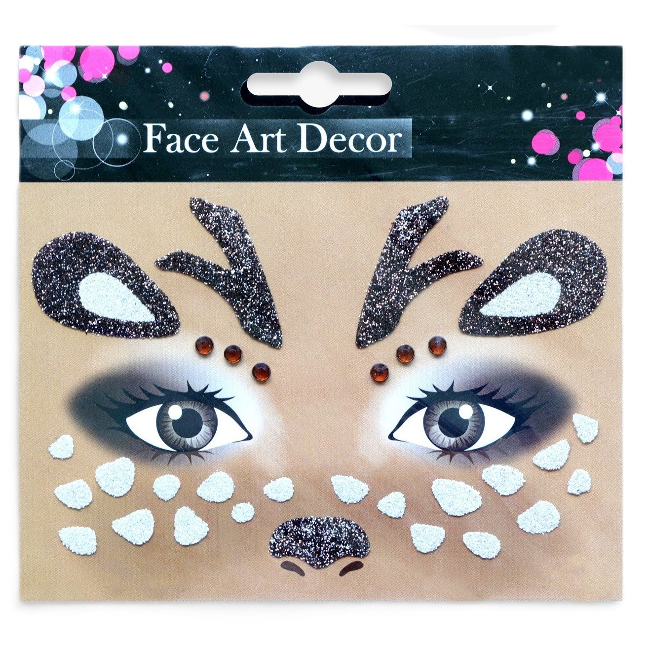 Sticker temporar față pentru machiaj artistic, model căprioară maro – Halloween și teatru - MODEL 7