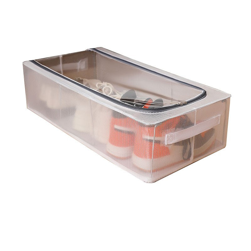 Cutie depozitare pliabilă pentru pantofi și haine, transparentă, cu fermoar bidirecțional